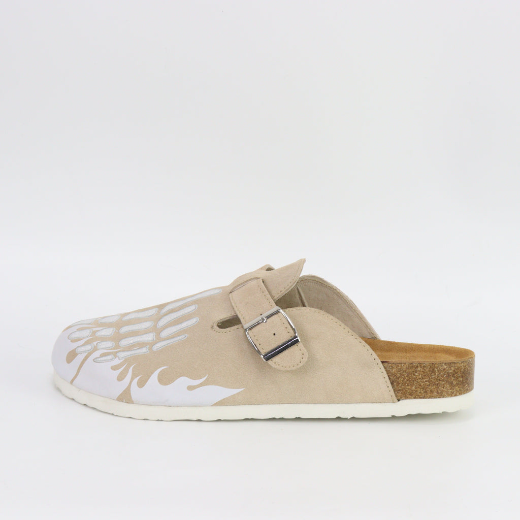 Creme Flame Skeleton Clogs