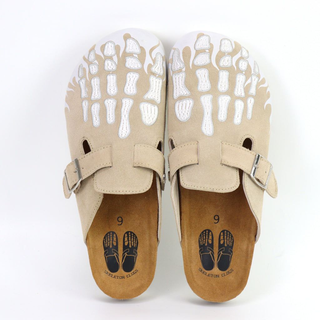 Creme Flame Skeleton Clogs