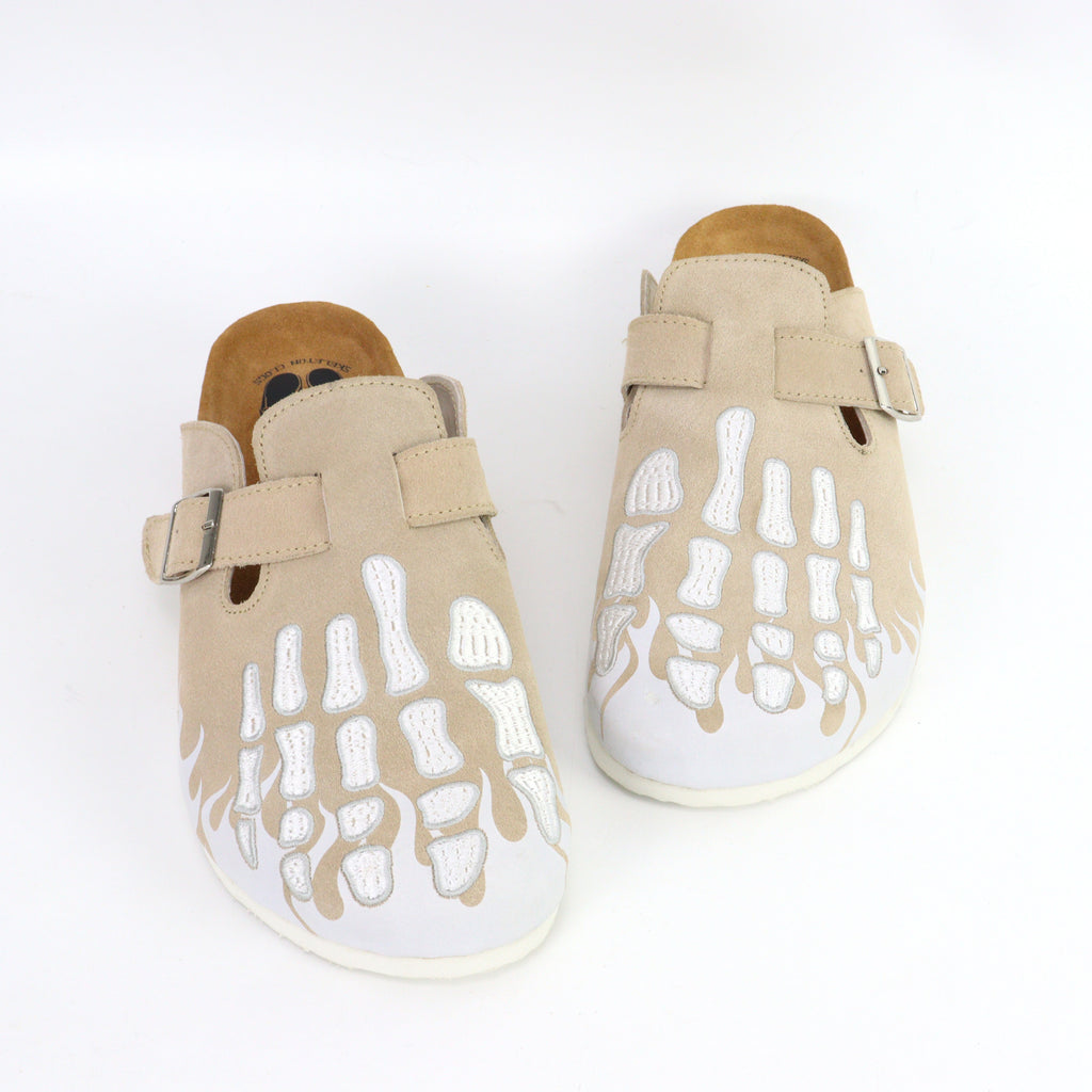 Creme Flame Skeleton Clogs